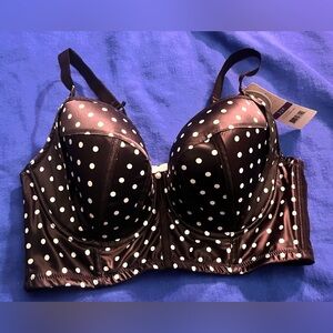 Parfait Charlotte Longline 6977 Padded Bra Black Polka Dots NWT Size 32F